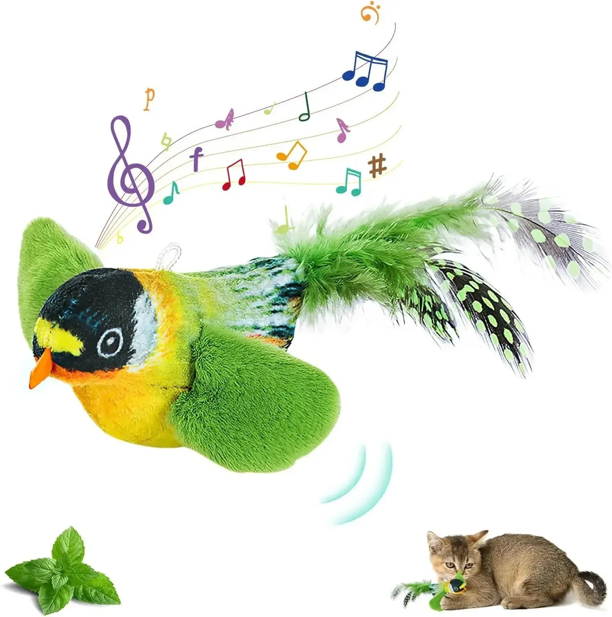 Sound-Activated Bird Cat Toy – Elastic Hanging Play Toy