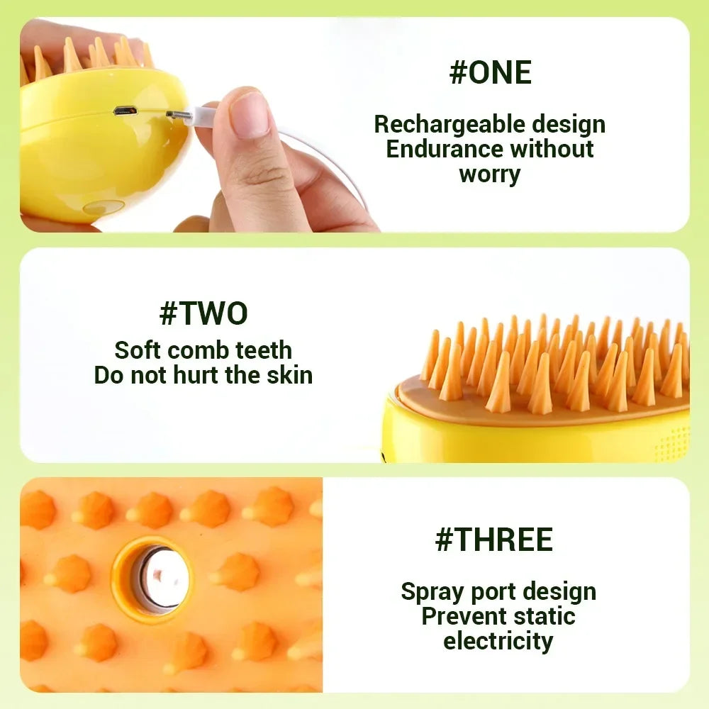 3-in-1 Mist Grooming Brush for Cats & Dogs