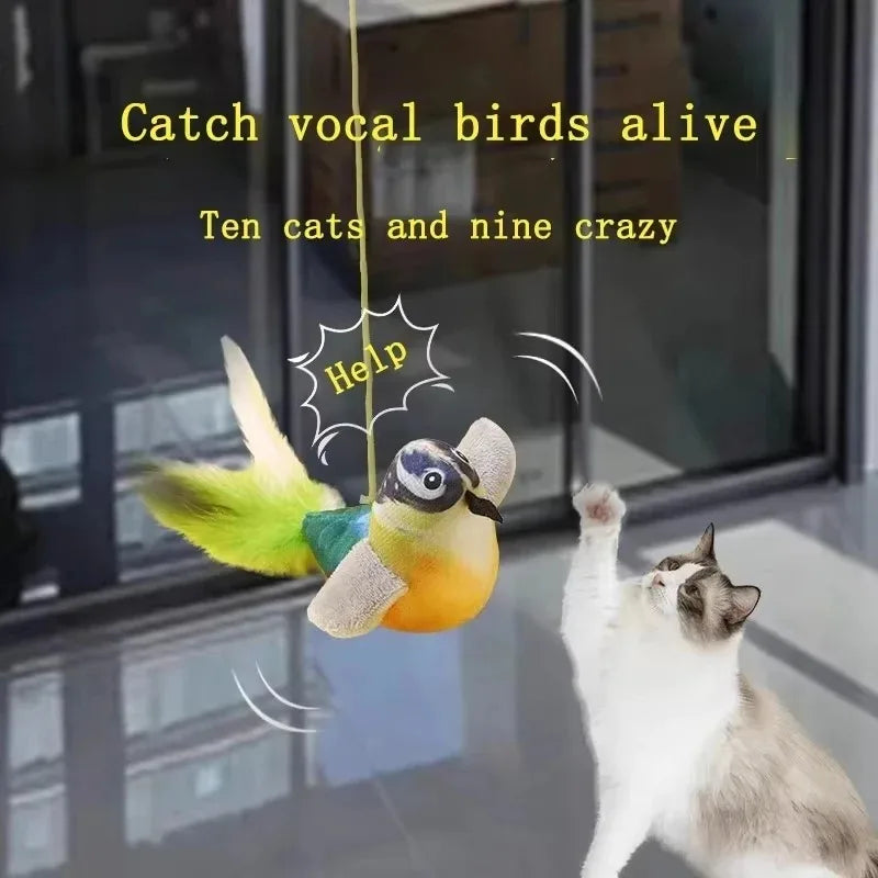 Sound-Activated Bird Cat Toy – Elastic Hanging Play Toy